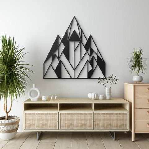 Minimalist Black Line Mountain Metal Wall Art