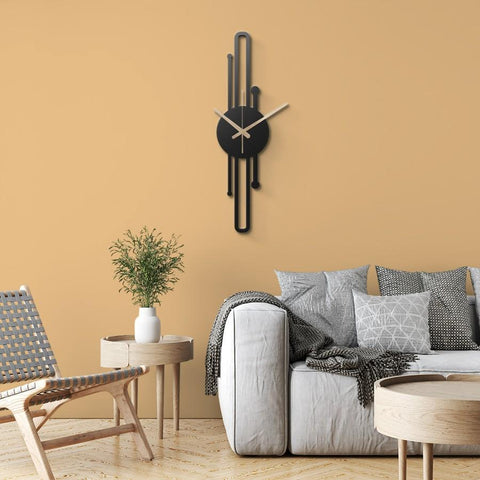 Long Geometric Metal Wall Clock