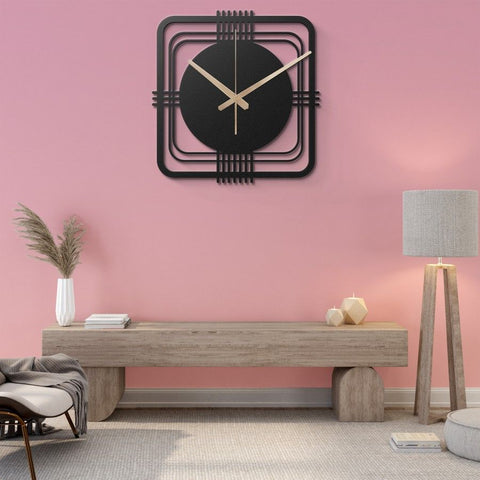 Large Contemporary Square Metal Wall Clock