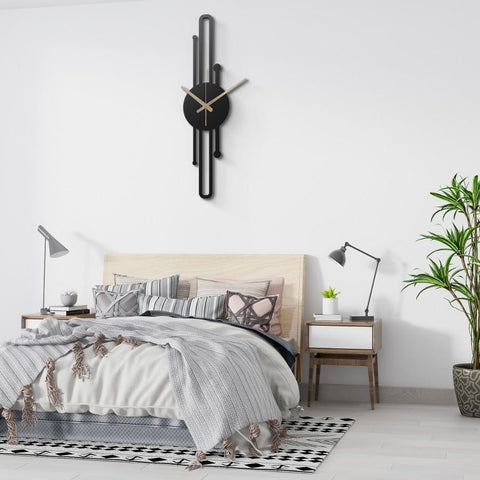 Long Geometric Metal Wall Clock