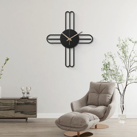 Modern Kitchen Black Metal Wall Clock Decor