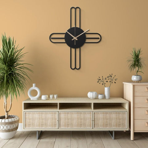 Modern Kitchen Black Metal Wall Clock Decor