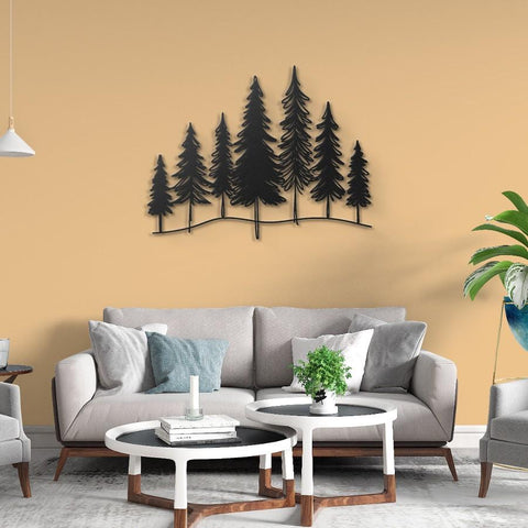 Minimalist Pine Trees Metal Wall Art