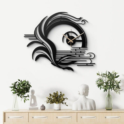 Modern Abstract Black Metal Wall Clock