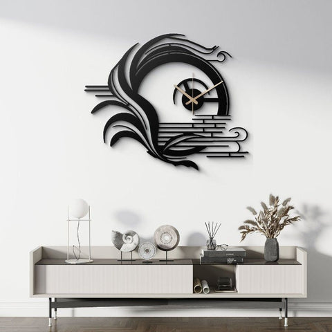 Modern Abstract Black Metal Wall Clock