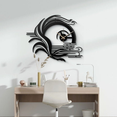 Modern Abstract Black Metal Wall Clock
