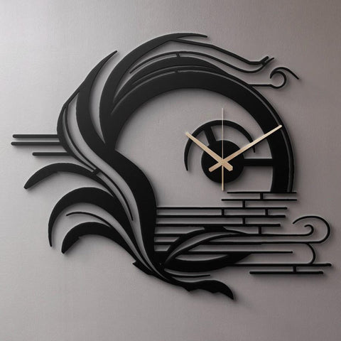 Modern Abstract Black Metal Wall Clock