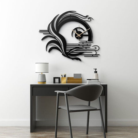 Modern Abstract Black Metal Wall Clock