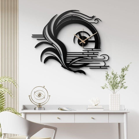 Modern Abstract Black Metal Wall Clock