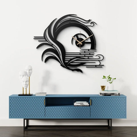 Modern Abstract Black Metal Wall Clock