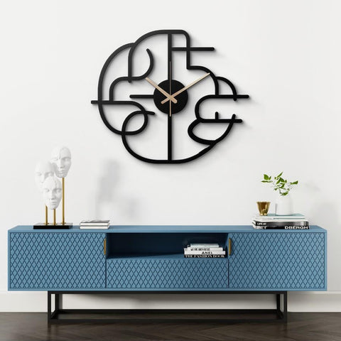 Modern Abstract Geometric Metal Wall Clock Contemporary Art Decor