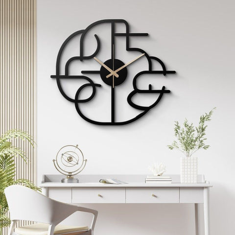 Modern Abstract Geometric Metal Wall Clock Contemporary Art Decor