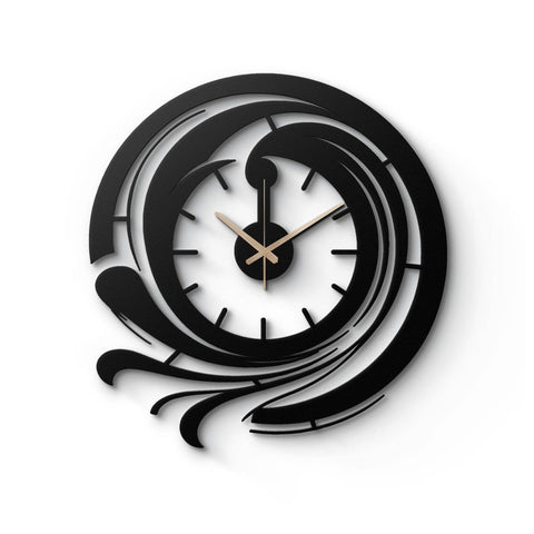 Modern Black Metal Wall Clock Silent Minimalist Decor Home