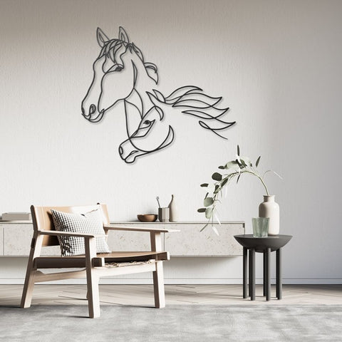 Horse One Line Metal Wall Art