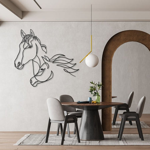 Horse One Line Metal Wall Art
