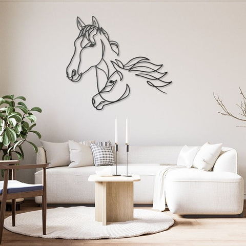 Horse One Line Metal Wall Art