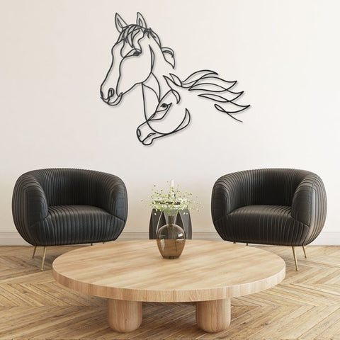 Horse One Line Metal Wall Art