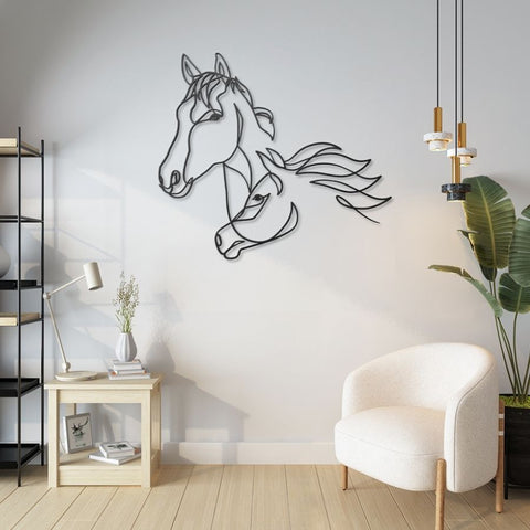 Horse One Line Metal Wall Art