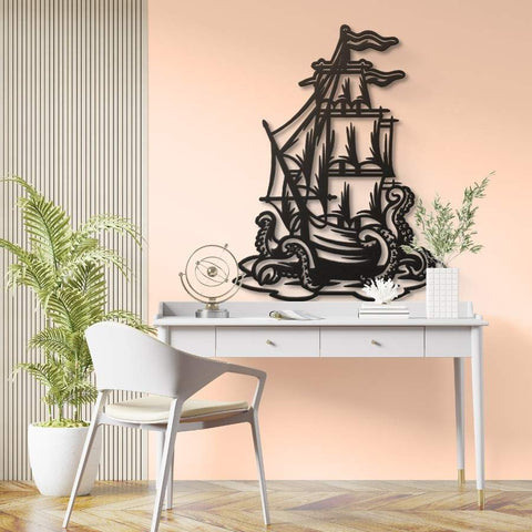 Ship Octopus Metal Wall Art