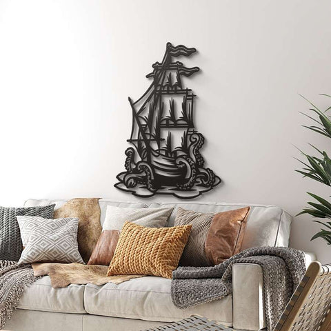 Ship Octopus Metal Wall Art