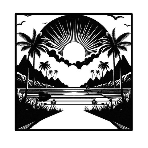 Palm Trees and Mountains Metal Wall Art