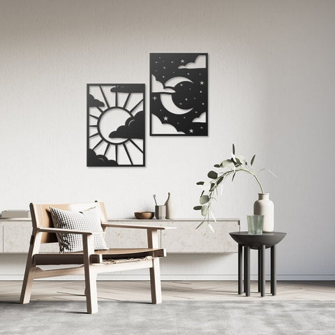 Sun and Moon Metal Wall Art Decor