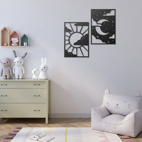 Sun and Moon Metal Wall Art Decor