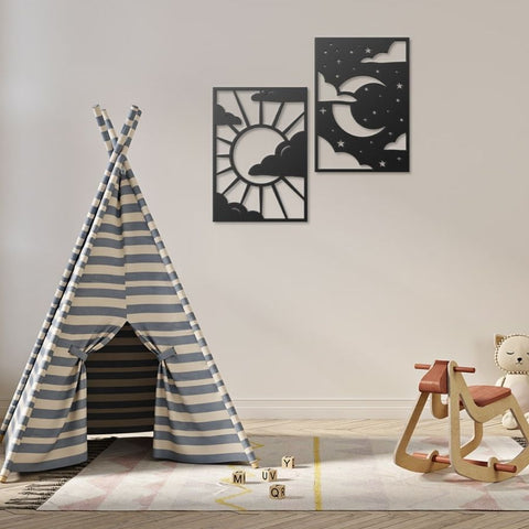 Sun and Moon Metal Wall Art Decor