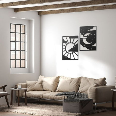 Sun and Moon Metal Wall Art Decor