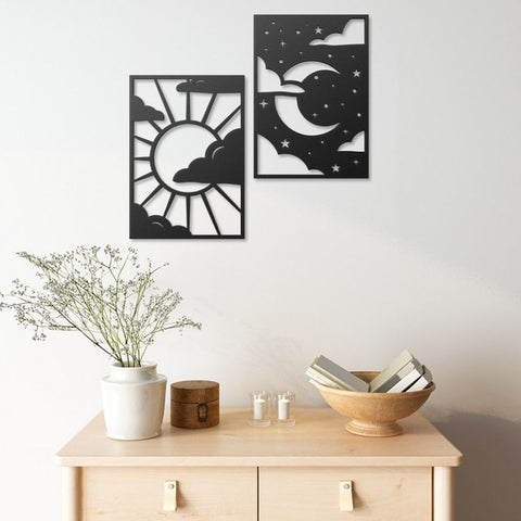 Sun and Moon Metal Wall Art Decor