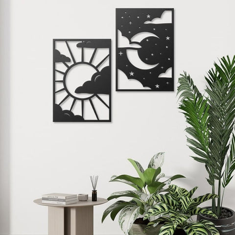 Sun and Moon Metal Wall Art Decor