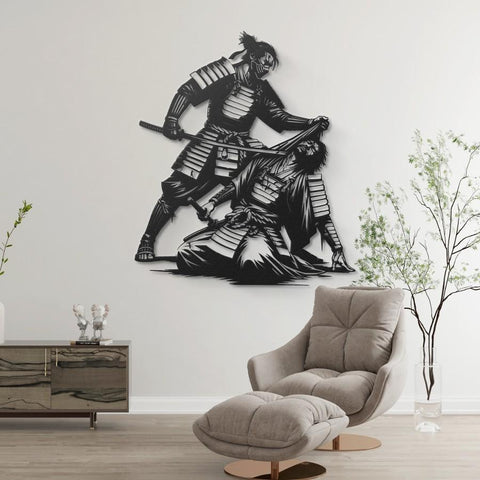Samurai Battle Metal Wall Art