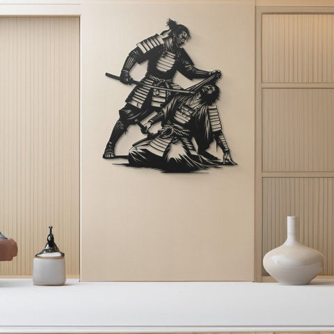Samurai Battle Metal Wall Art
