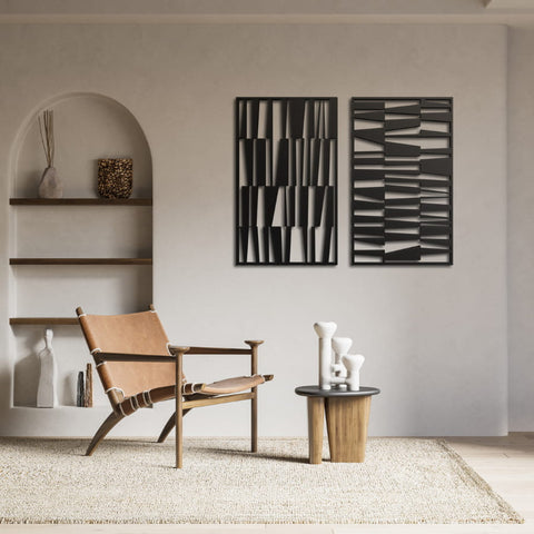 Set of 2 Mid Century Modern Metal Wall Art