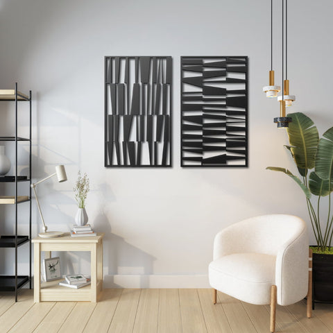 Set of 2 Mid Century Modern Metal Wall Art