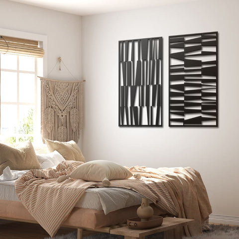 Set of 2 Mid Century Modern Metal Wall Art