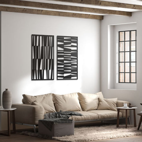 Set of 2 Mid Century Modern Metal Wall Art