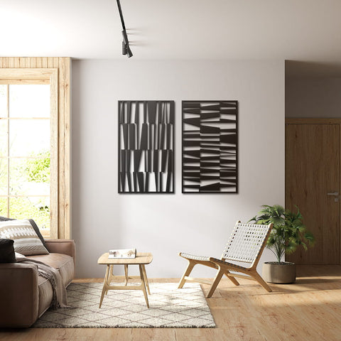 Set of 2 Mid Century Modern Metal Wall Art