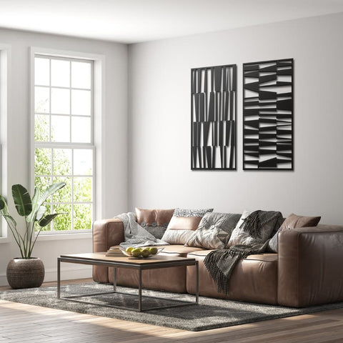 Set of 2 Mid Century Modern Metal Wall Art