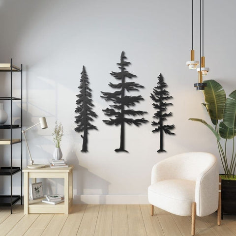 Set of 3 Pine Trees Metal Wall Art