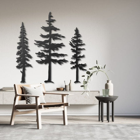 Set of 3 Pine Trees Metal Wall Art