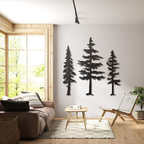 Set of 3 Pine Trees Metal Wall Art