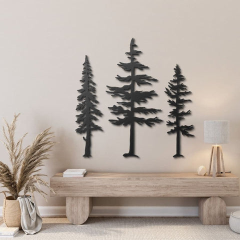Set of 3 Pine Trees Metal Wall Art