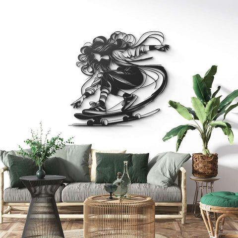 Skater Girl Metal Wall Art