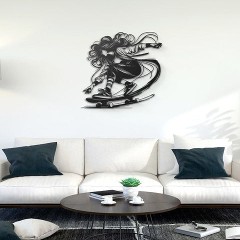 Skater Girl Metal Wall Art