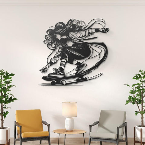 Skater Girl Metal Wall Art
