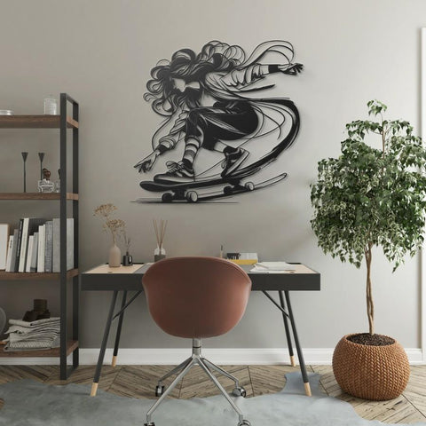 Skater Girl Metal Wall Art