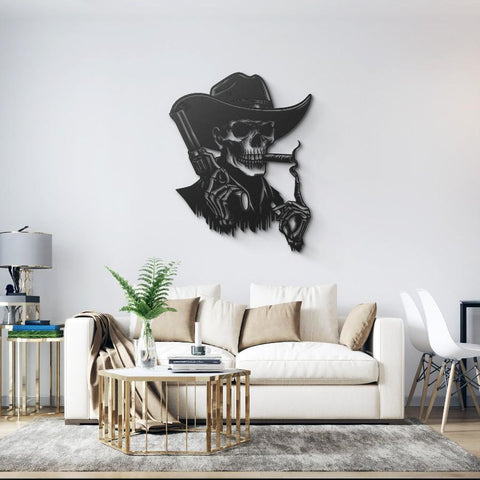 Gothic Skull Cowboy Metal Wall Art