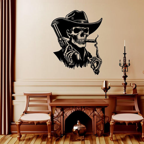 Gothic Skull Cowboy Metal Wall Art