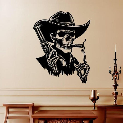 Gothic Skull Cowboy Metal Wall Art